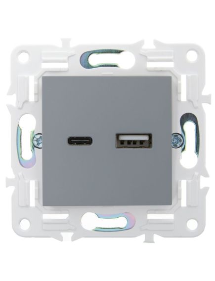 SKANDY Розетка USB A+C 18Вт SK-R13Gr серый IEK, изображение 6