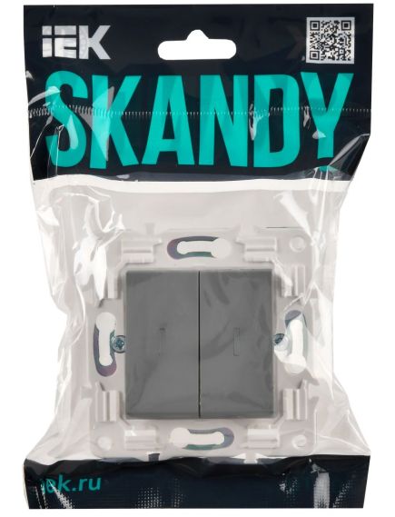 SKANDY Выключатель 2-клавишный проходной с индикацией 10А SK-V10Gr серый IEK, изображение 2