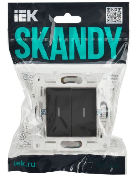 SKANDY Выключатель 2-клавишный проходной с индикацией 10А SK-V10G графит IEK, изображение 2