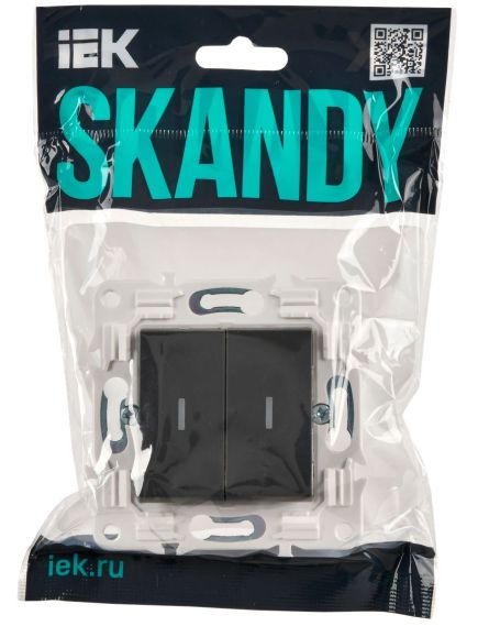 SKANDY Выключатель 2-клавишный проходной с индикацией 10А SK-V10T титан IEK, изображение 2