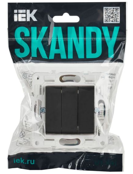 SKANDY Выключатель 3-клавишный 10А SK-V11G графит IEK, изображение 2