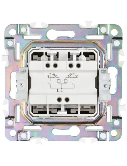 SKANDY Выключатель 2-клавишный с индикацией 10А SK-V09N металл никель IEK, 6 image