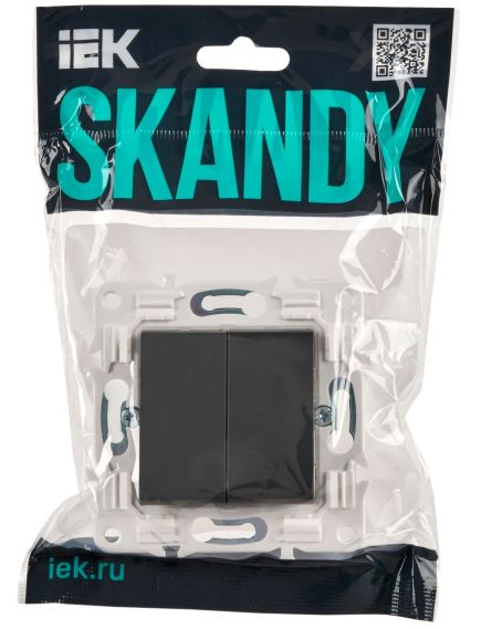 SKANDY Выключатель 2-клавишный проходной 10А SK-V05T титан IEK, 2 image