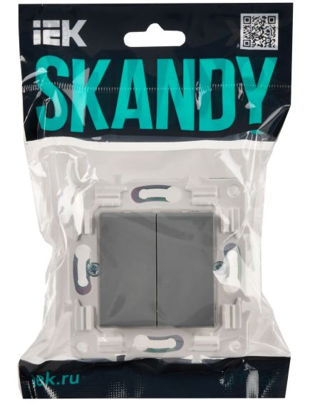 SKANDY Выключатель 2-клавишный проходной 10А SK-V05Gr серый IEK, 2 image