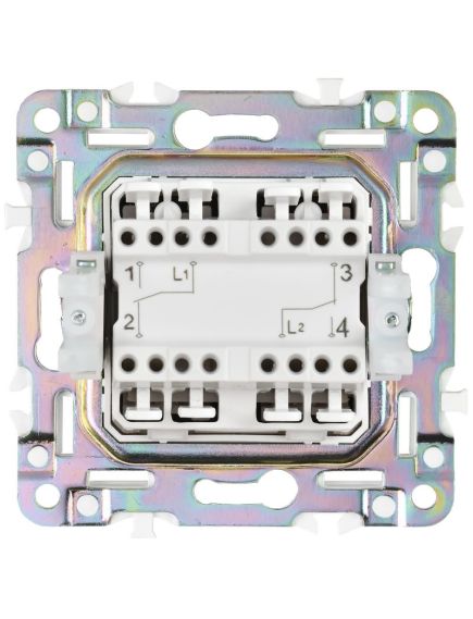 SKANDY Выключатель 2-клавишный проходной 10А SK-V05N металл никель IEK, 4 image