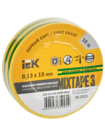 MIXTAPE 3 Изолента 0,13х15мм желто-зеленая 10м IEK