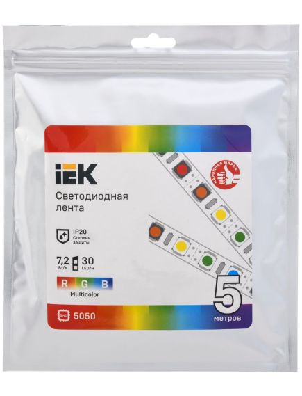 Лента светодиодная 5м LSR-5050RGB30-7,2-IP20-12В IEK, изображение 3