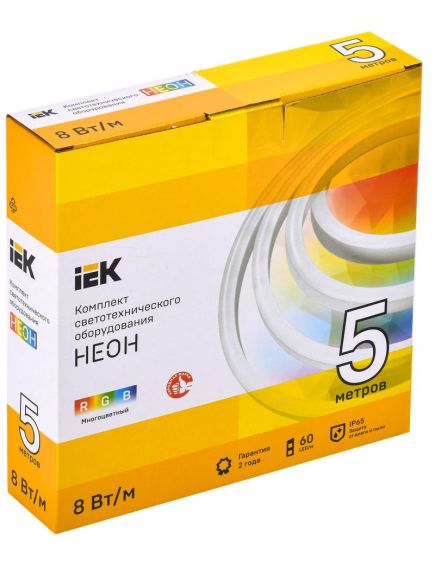 Комплект светодиодной подсветки "Неон" (лента LED 5м LSR5-5050RGB60-8-IP65-220В + драйвер) IEK, изображение 2