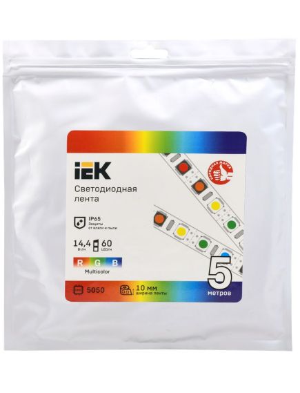 Лента светодиодная 5м LSR-5050RGB60-14,4-IP65-12В IEK, изображение 3