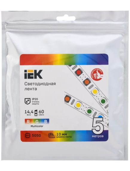 Лента светодиодная 5м LSR-5050RGB60-14,4-IP20-12В IEK, изображение 3