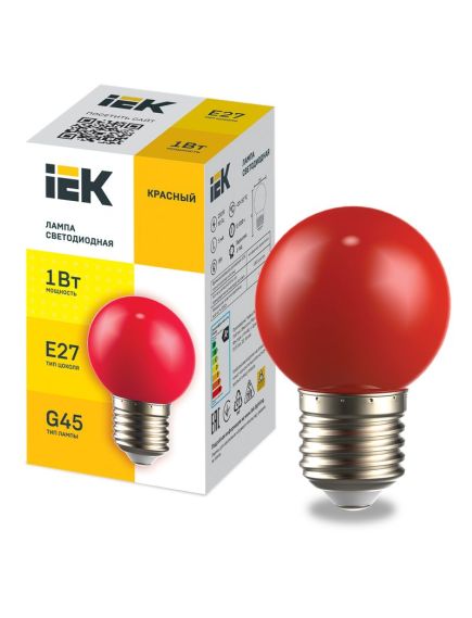 LIGHTING Лампа светодиодная декоративная G45 шар 1Вт 230В красный E27 IEK