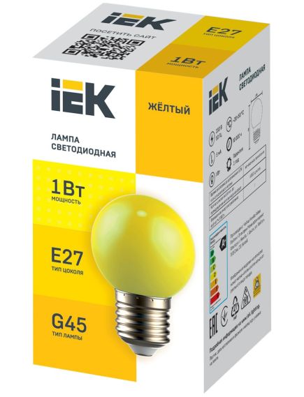 LIGHTING Лампа светодиодная декоративная G45 шар 1Вт 230В желтый E27 IEK, 2 image