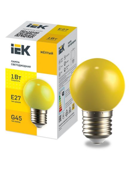 LIGHTING Лампа светодиодная декоративная G45 шар 1Вт 230В желтый E27 IEK