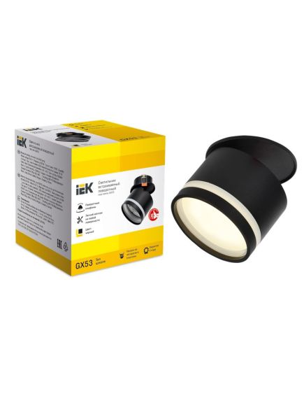 LIGHTING Светильник 4033 встраиваемый поворотный под лампу GX53 черный IEK, изображение 2