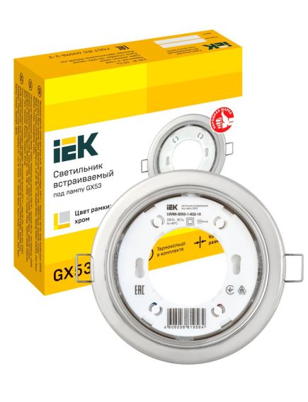 LIGHTING Светильник 4114 встраиваемый под лампу GX53 хром IEK, изображение 3