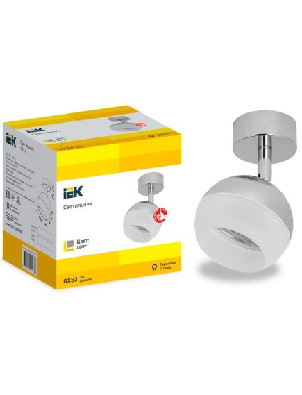 LIGHTING Светильник 4011 накладной настено-потолочный под лампу GX53 хром IEK, изображение 2