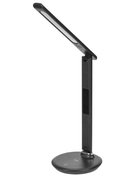 LIGHTING Светильник светодиодный настольный 2011 7Вт на подставке QI-заряд USB-выход кожа черный IEK