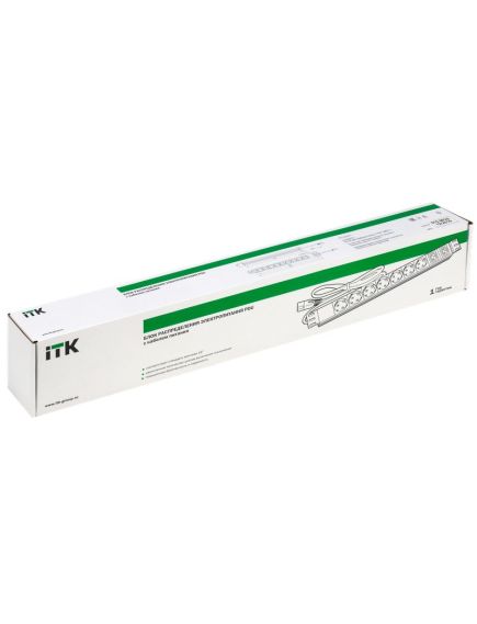 ITK PDU 9 розеток DIN49440 (нем. cтанд.) 1U, шнур 2м вилка IEC 320 C14, профиль из ПВХ, черный, 3 image