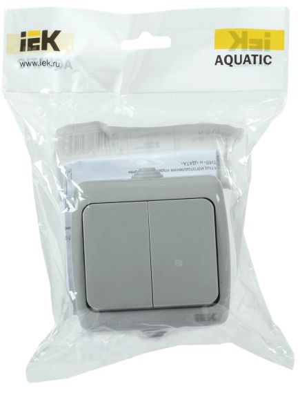 AQUATIC Выключатель 2-клавишный для открытой установки 10А IP54 ВС-20-2-0-А IEK, изображение 2