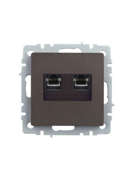 BRITE Розетка двойная RJ11+RJ45 кат.5E РК/Т12-БрТБ темная бронза IEK, изображение 7