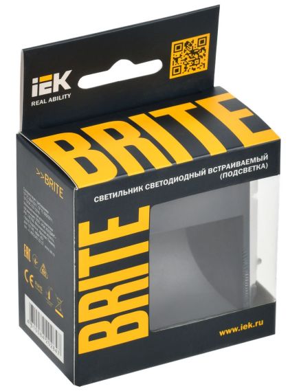 BRITE Подсветка светодиодная встраиваемая ПЛ20-БрЧ черный IEK, изображение 2