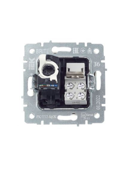 BRITE Розетка двойная RJ11+RJ45 кат.5E РК/Т12-БрЖ жемчуг IEK, изображение 3