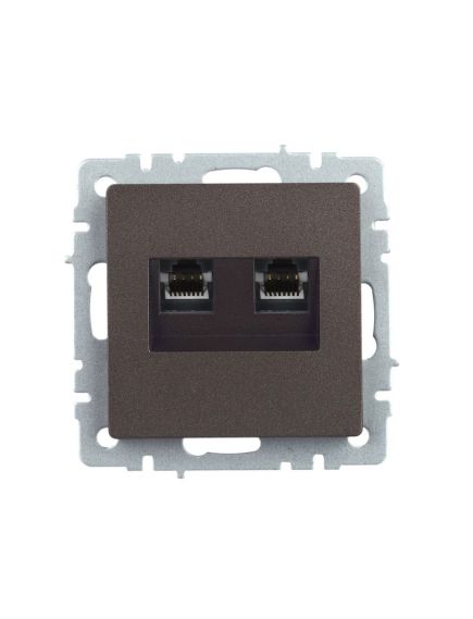 BRITE Розетка компьютерная двойная RJ45 кат.5E РК10-2-БрТБ темная бронза IEK, изображение 4