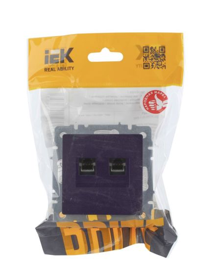 BRITE Розетка двойная RJ11+RJ45 кат.5E РК/Т12-БрЧ черный IEK, изображение 8