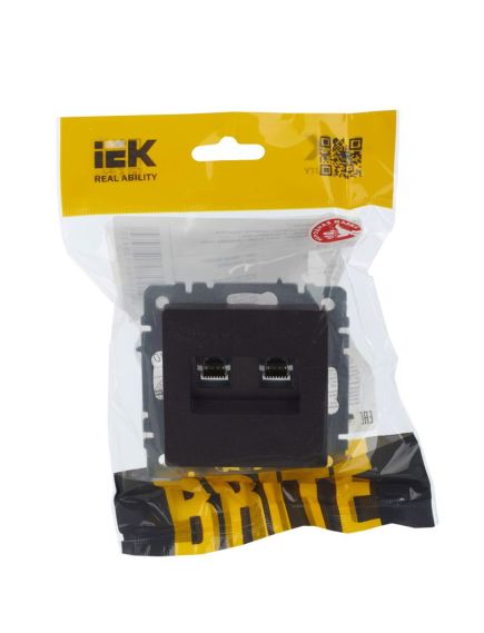 BRITE Розетка двойная RJ11+RJ45 кат.5E РК/Т12-БрТБ темная бронза IEK, изображение 2