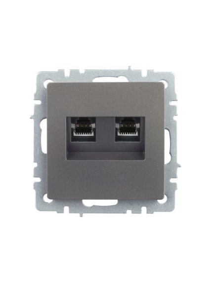 BRITE Розетка компьютерная двойная RJ45 кат.5E РК10-2-БрС сталь IEK, изображение 6