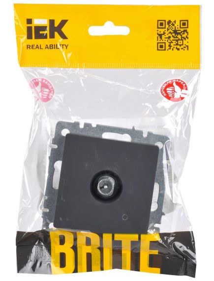 BRITE Розетка TV проходная РТВ10-0-БрГ графит IEK, изображение 2