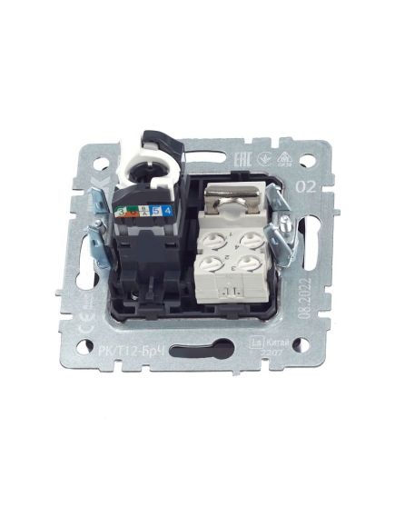 BRITE Розетка двойная RJ11+RJ45 кат.5E РК/Т12-БрЧ черный IEK, изображение 6