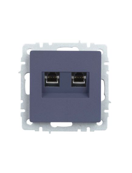 BRITE Розетка двойная RJ11+RJ45 кат.5E РК/Т12-БрМ маренго IEK, изображение 3