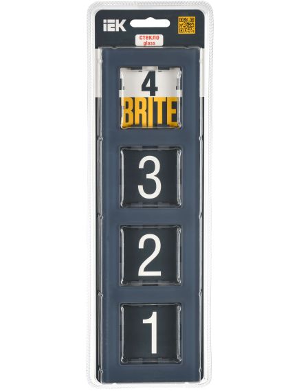 BRITE Рамка 4-местная РУ-4-2-Бр стекло маренго матовый IEK, изображение 2