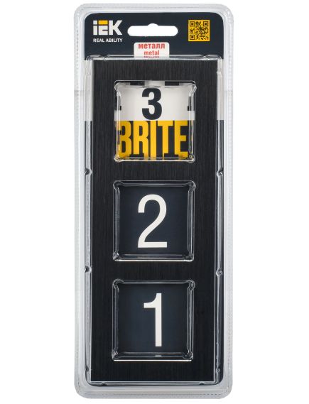 BRITE Рамка 3 -местная РУ-3-1-БрЧ металл черный IEK, изображение 2