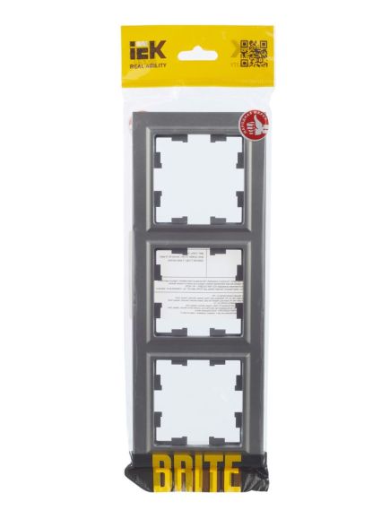 BRITE Рамка 3-местная РУ-3-БрС сталь IEK, изображение 4