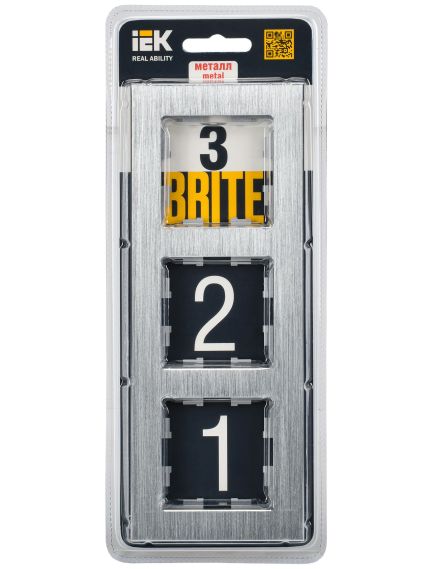 BRITE Рамка 3 -местная РУ-3-1-БрА металл алюминий IEK, изображение 2