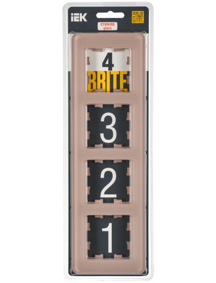 BRITE Рамка 4-местная РУ-4-2-Бр стекло дымчатый RE IEK, изображение 2