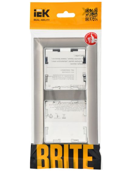 BRITE Рамка 2-местная РУ-2-Бр металл хром/никель IEK, изображение 2
