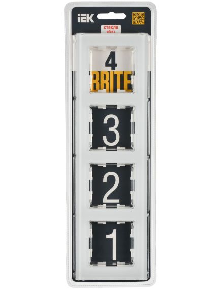 BRITE Рамка 4-местная РУ-4-2-Бр стекло белый матовый IEK, изображение 2