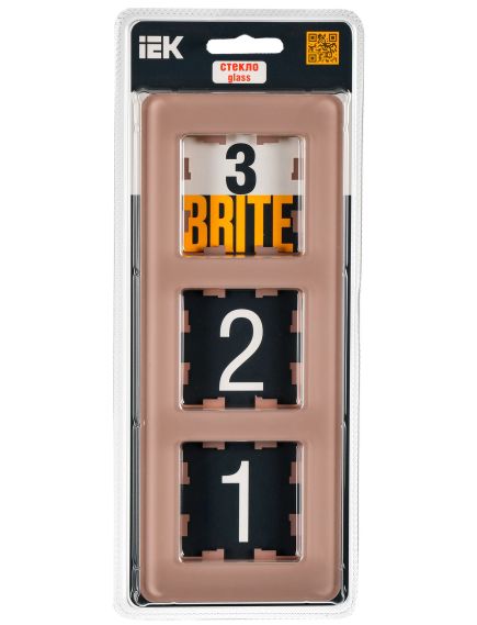 BRITE Рамка 3-местная РУ-3-2-Бр стекло дымчатый RE IEK, изображение 2