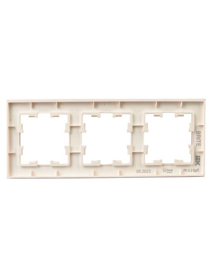 BRITE Рамка 3-местная РУ-3-2-БрП стекло персиковый матовый IEK, изображение 6