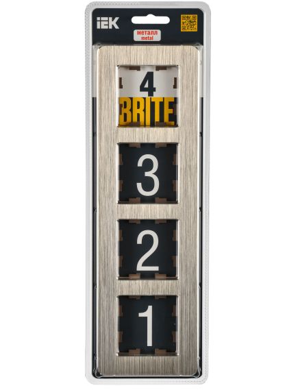 BRITE Рамка 4-местная РУ-4-1-Бр металл шампань RE AL IEK, изображение 2