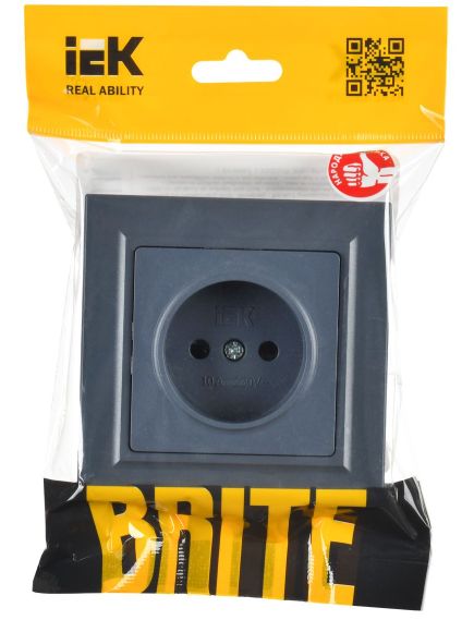 BRITE Розетка 1-местная без заземления без защитных шторок 10А в сб. РСР10-1-0-БрМ маренго IEK, изображение 2