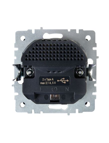 BRITE Розетка 1-местная с заземлением с защитными шторками 16А с USB A+A 5В 3,1А РЮш10-2-БрЖ жемчуг IEK, изображение 4