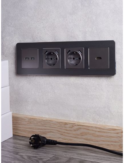 BRITE Розетка 1-местная с заземлением с защитными шторками 16А с USB A+A 5В 3,1А РЮш10-2-БрС сталь IEK, изображение 8