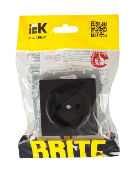 BRITE Розетка 1-местная без заземления без защитных шторок 10А в сб. РСР10-1-0-БрЧ черный IEK, изображение 7