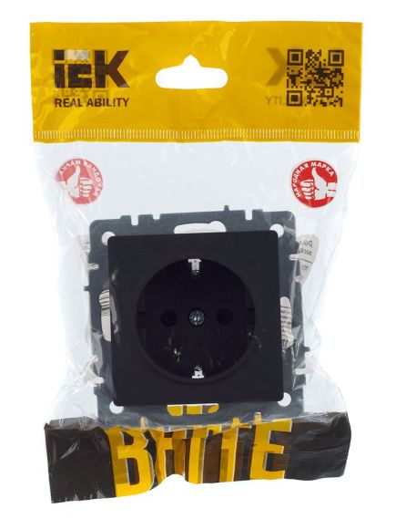 BRITE Розетка 1-местная с заземлением с защитными шторками 16А РС14-1-0-БрГ графит IEK, изображение 8