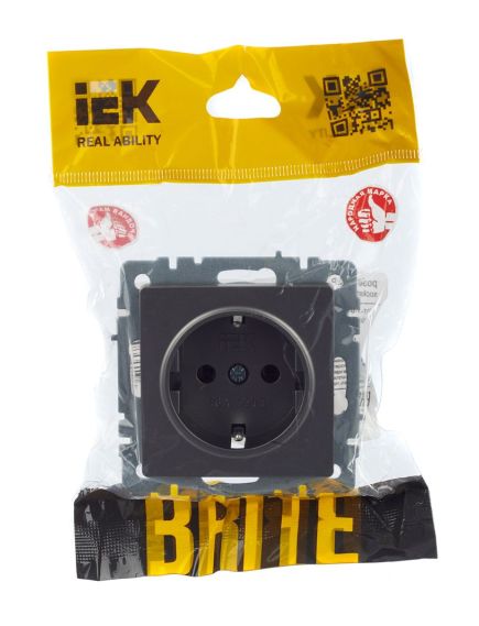 BRITE Розетка 1-местная с заземлением без защитных шторок 16А РС11-1-0-БрС сталь IEK, изображение 3