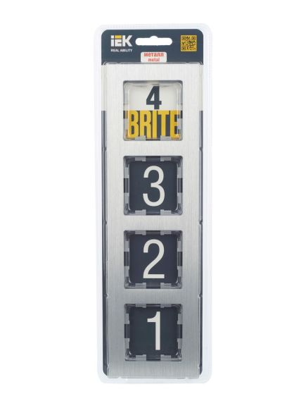 BRITE Рамка 4 -местная РУ-4-1-БрА металл алюминий IEK, изображение 5